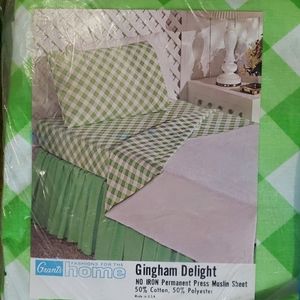 NEW Vintage Lime Green Buffalo Plaid Full Sheet